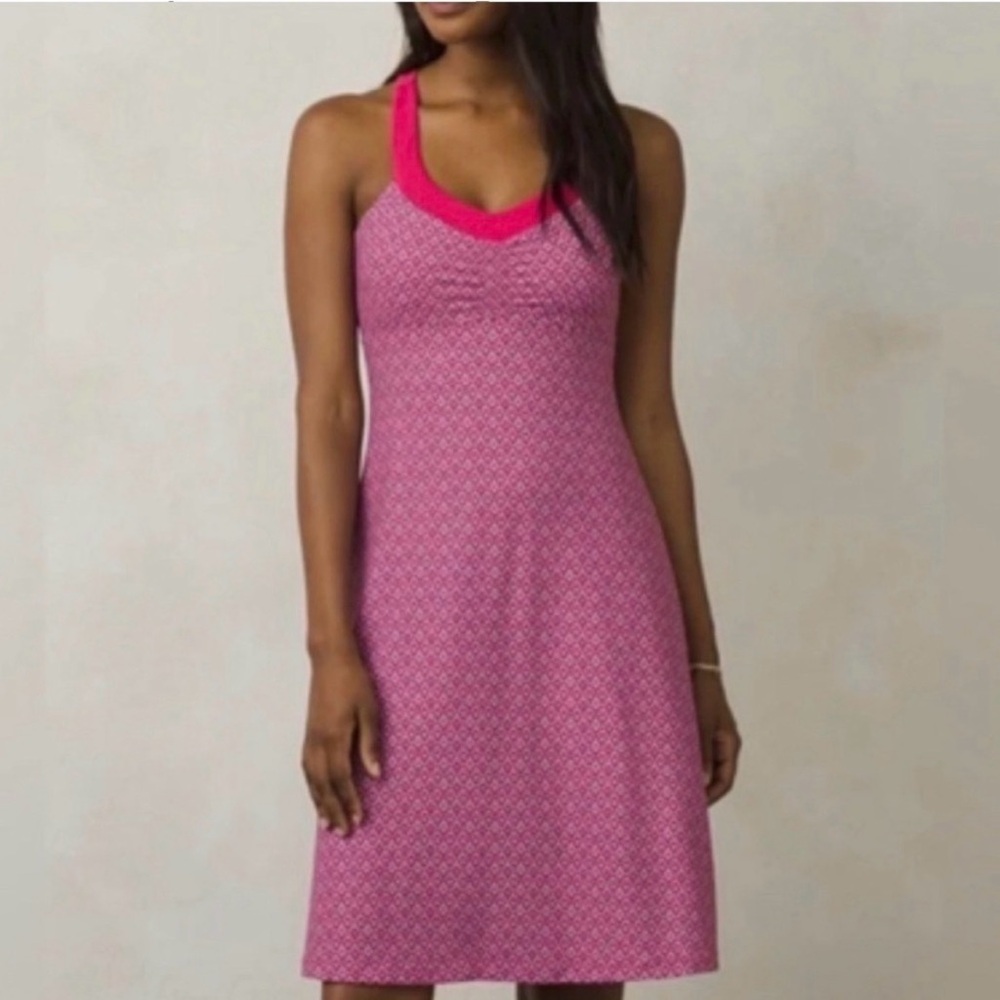 prAna Shauna Azalea RainblurPink Dress Built-In Shelf Bra Activewear - XS - EUC